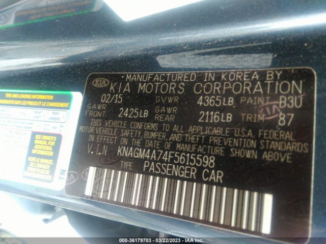 KNAGM4A74F5615598 KIA Optima Lx