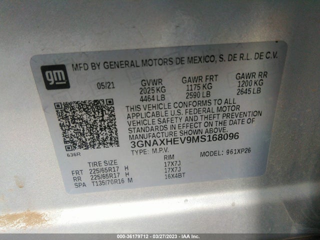 Chevrolet EQUINOX LS 2021 3GNAXHEV9MS168096 Image 9