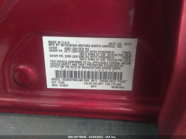 4A4AP3AU3FE003501 Mitsubishi Outlander Sport Es