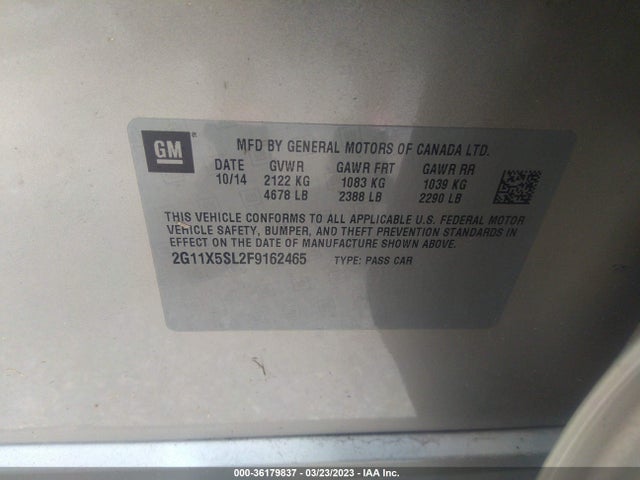 Chevrolet IMPALA LS 2015 2G11X5SL2F9162465 Image 10