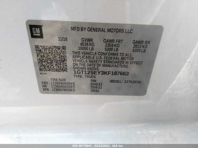 1GT12SEY3KF187663 GMC Sierra 2500hd Denali