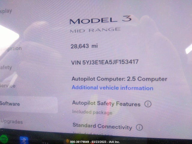 Tesla Model 3 Range Battery 2018 5YJ3E1EA5JF153417 Image 8