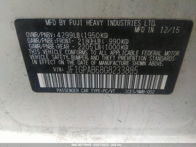 JF1GPAB68G8233885 Subaru Impreza Wagon 2.0i Premium