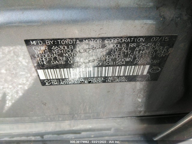 JTHBF1D20F5081584 Lexus Is 250 Crafted Line