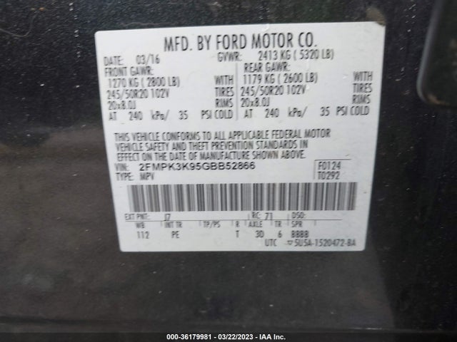 Ford Edge Titanium 2016 2FMPK3K95GBB52866 Image 9
