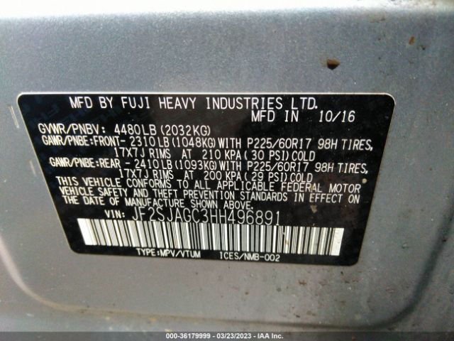 JF2SJAGC3HH496891 Subaru Forester Premium