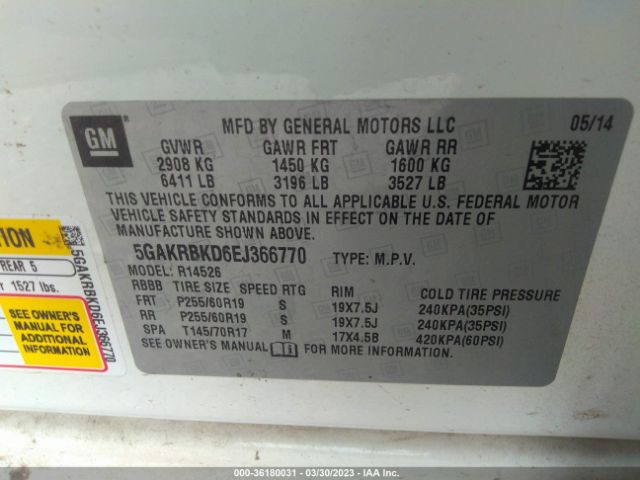 5GAKRBKD6EJ366770 Buick Enclave Leather