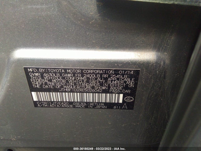 Lexus IS 250 2014 JTHBF1D2XE5026042 Image 9