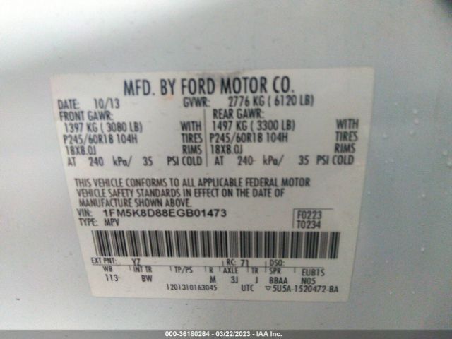 1FM5K8D88EGB01473 Ford EXPLORER XLT