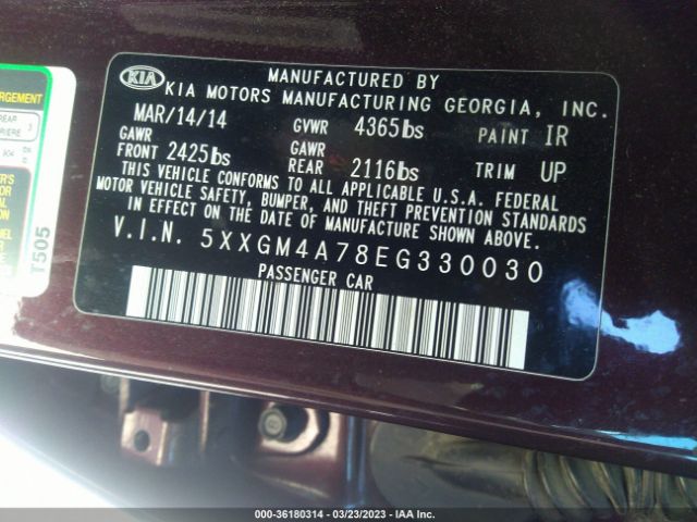 5XXGM4A78EG330030 KIA Optima Lx