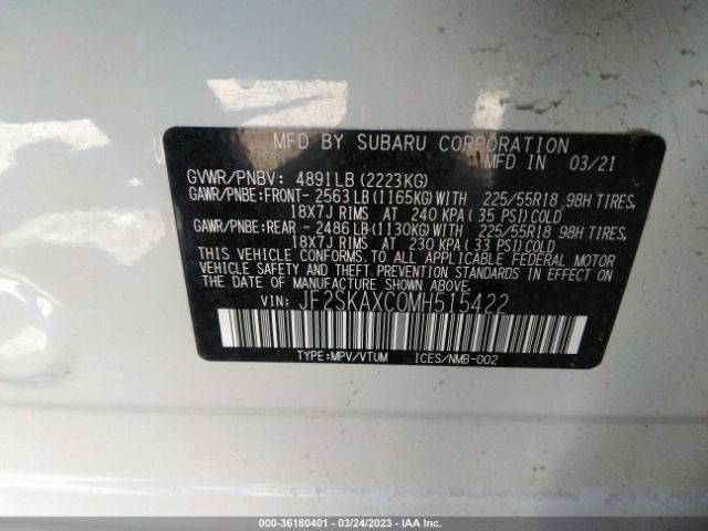 JF2SKAXC0MH515422 Subaru Forester Touring