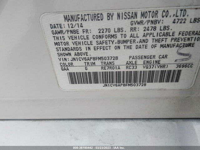 2015 Infiniti Q40, VIN: JN1CV6AP8FM503728