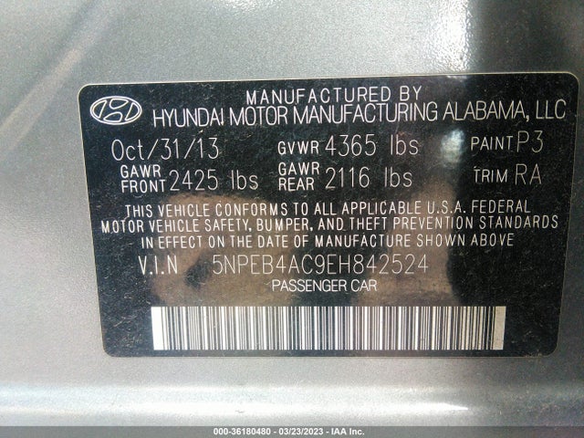 Hyundai SONATA GLS 2014 5NPEB4AC9EH842524 Image 9