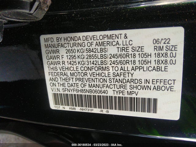 Honda Pilot Trailsport 2022 5FNYF6H85NB060640 Image 9