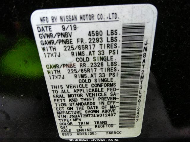 JN8AT2MT3LW012497 Nissan ROGUE SV