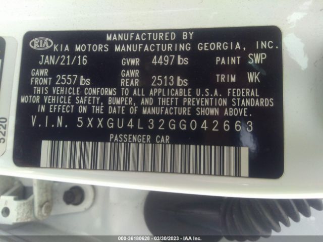 5XXGU4L32GG042663 KIA OPTIMA EX