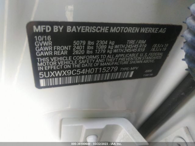 5UXWX9C54H0T15279 BMW X3 Xdrive28i