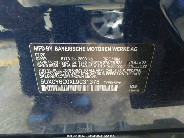 2020 BMW X6, VIN: 5UXCY6C0XL9C31378