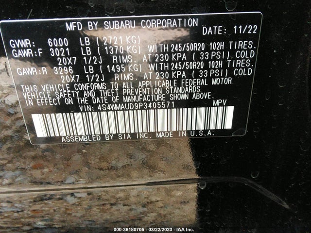 2023 Subaru Ascent, VIN: 4S4WMAUD9P3405571