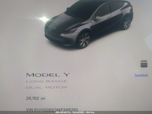 2021 Tesla Model Y, VIN: 5YJYGDEE3MF299792
