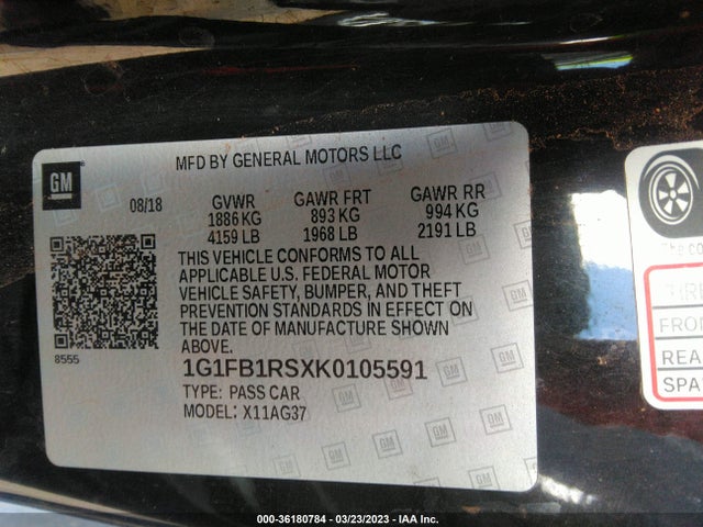 Chevrolet Camaro 1lt 2019 1G1FB1RSXK0105591 Image 9