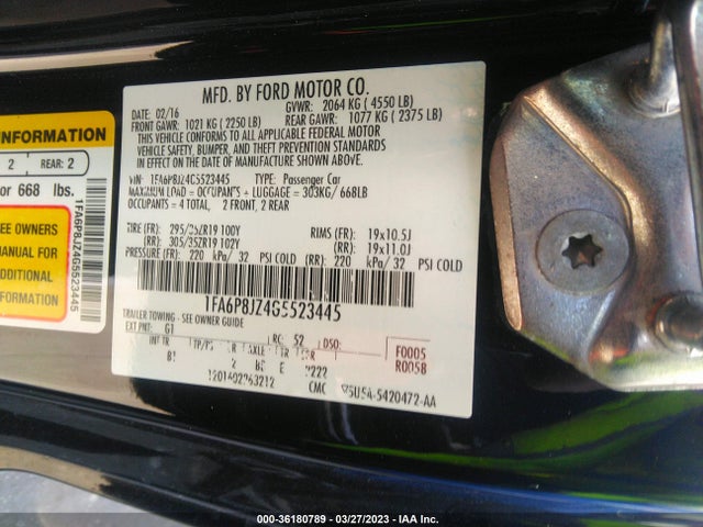2016 Ford Mustang, VIN: 1FA6P8JZ4G5523445