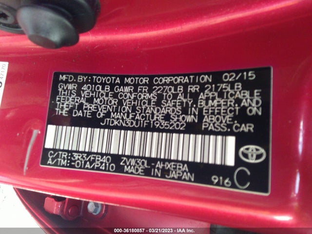 Toyota Prius Four 2015 JTDKN3DU1F1935202 Image 9