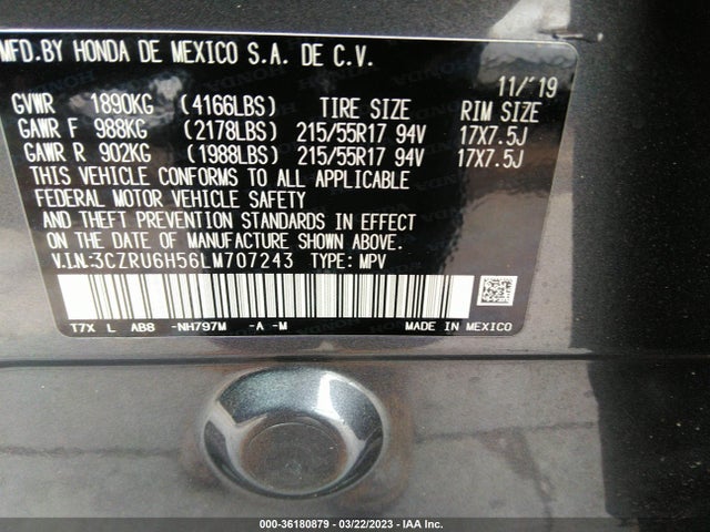 2020 HONDA HR-V EX VIN: 3CZRU6H56LM707243