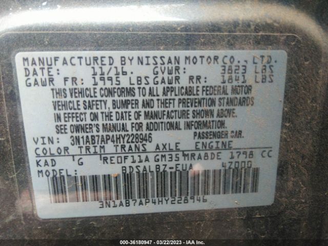 3N1AB7AP4HY228946 Nissan SENTRA S