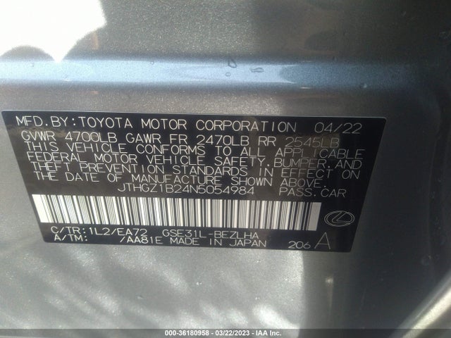 JTHGZ1B24N5054984 Lexus Is Is 350 F Sport