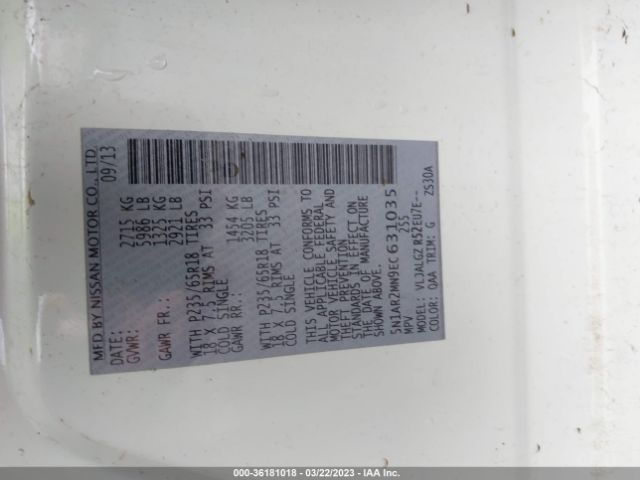 5N1AR2MN9EC631035 Nissan Pathfinder Sl