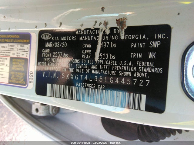 KIA Optima S 2020 5XXGT4L35LG445727 Image 11