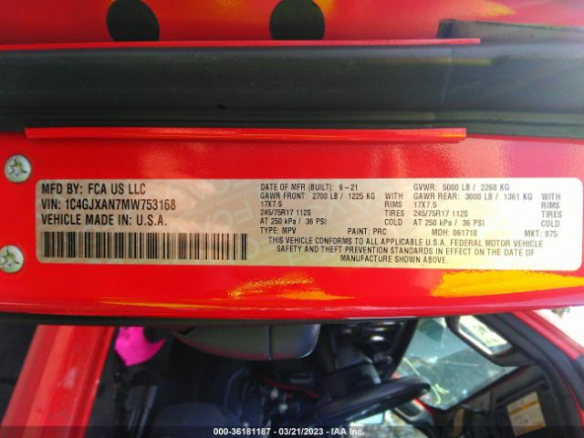 1C4GJXAN7MW753168 Jeep Wrangler Sport S