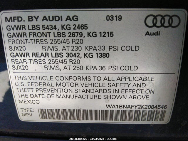 WA1BNAFY2K2084546 Audi Q5 Premium Plus