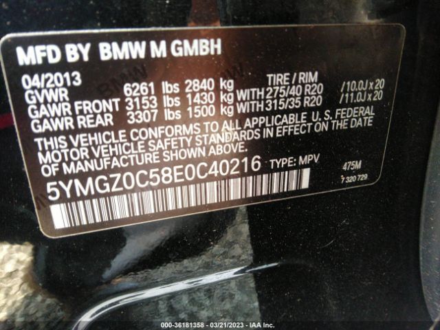 5YMGZ0C58E0C40216 BMW X6 M