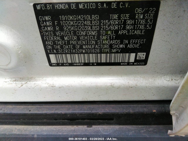 Honda HR-V LX 2023 3CZRZ1H32PM701626 Image 9