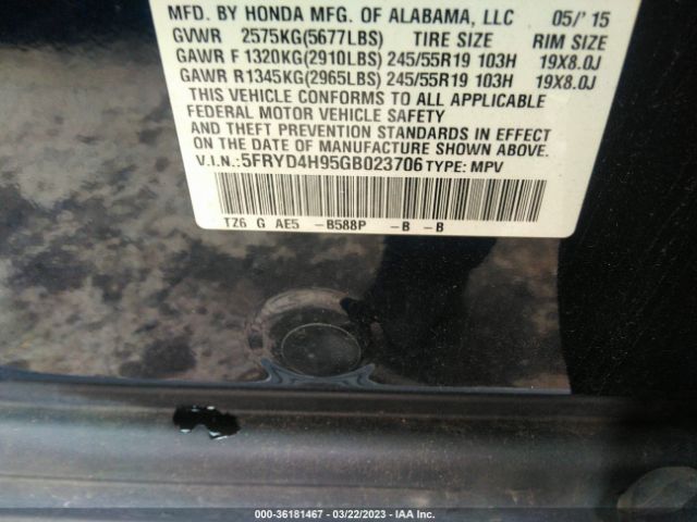 5FRYD4H95GB023706 Acura Mdx W/advance/w/advance