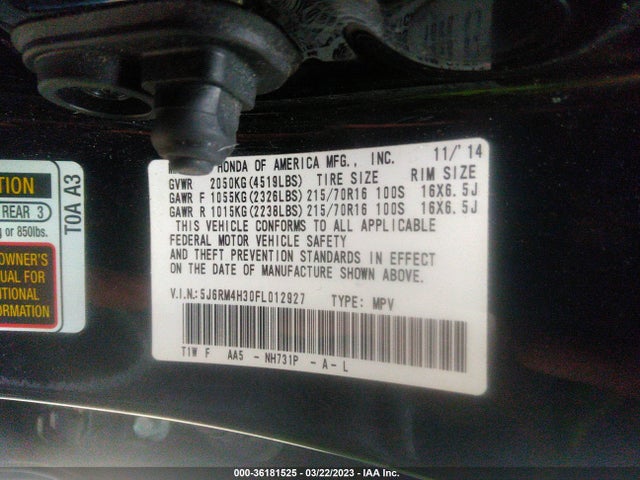 Honda CR-V LX 2015 5J6RM4H30FL012927 Image 9