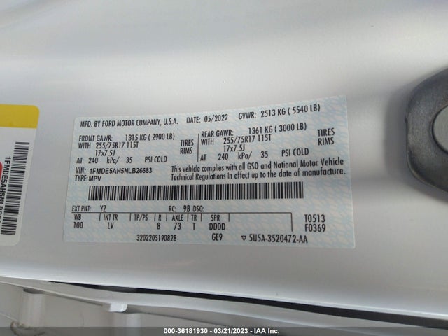 2022 Ford Bronco, VIN: 1FMDE5AH5NLB26683
