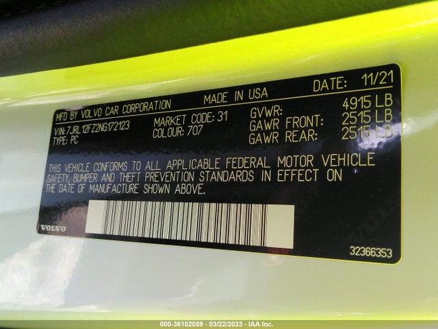2022 Volvo S60, VIN: 7JRL12FZ2NG172123