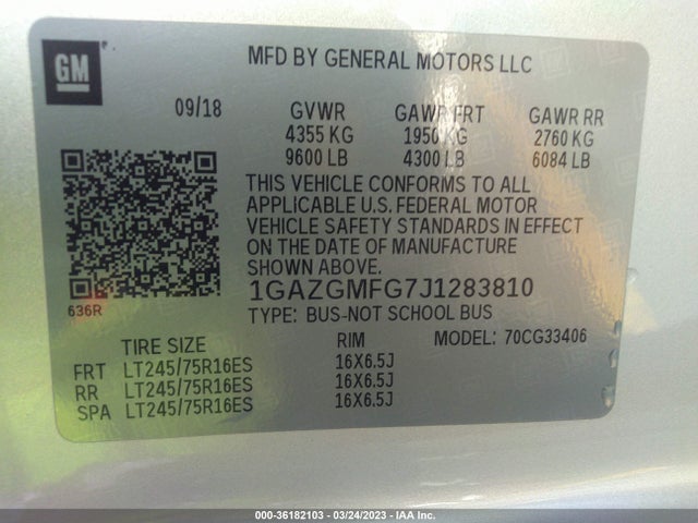 Chevrolet Express Passenger Lt 2018 1GAZGMFG7J1283810 Image 9