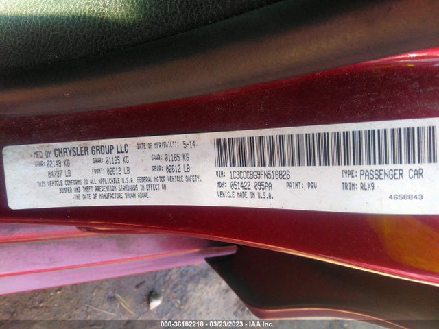 1C3CCCBG9FN516826 Chrysler 200 S