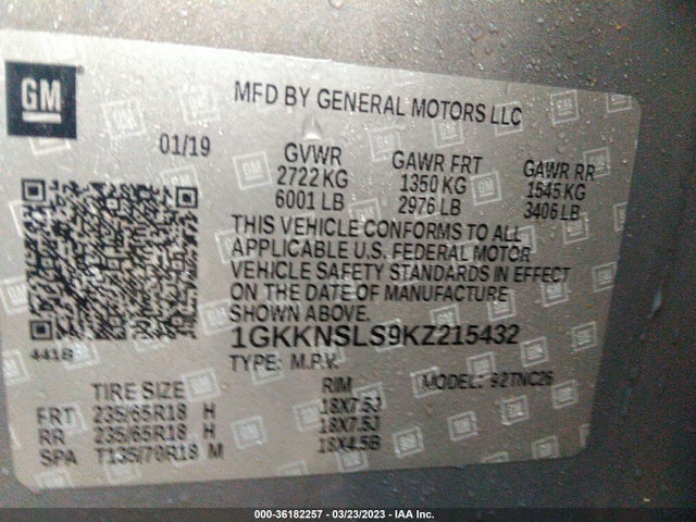GMC ACADIA SLE 2019 1GKKNSLS9KZ215432 Image 9