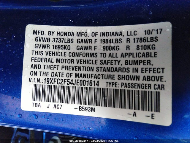 Honda Civic Sedan Lx 2018 19XFC2F54JE001614 Image 9