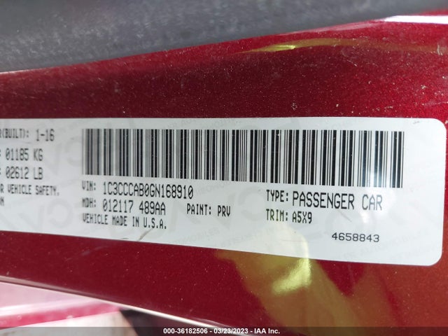 1C3CCCAB0GN168910 Chrysler 200 Limited
