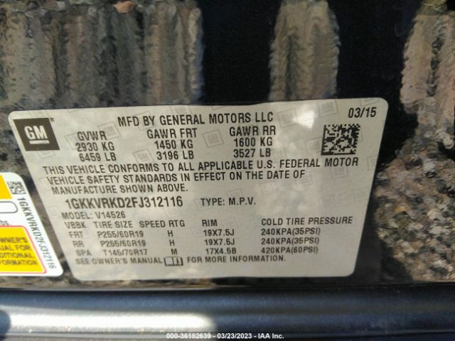 1GKKVRKD2FJ312116 GMC ACADIA SLT