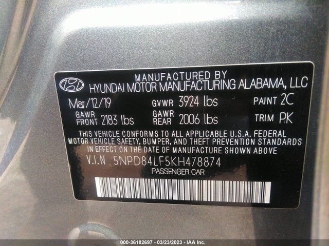 Hyundai ELANTRA SEL 2019 5NPD84LF5KH478874 Image 9