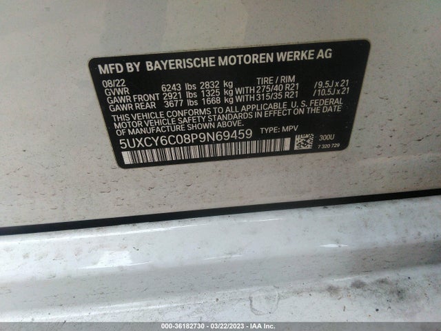 2023 BMW X6, VIN: 5UXCY6C08P9N69459