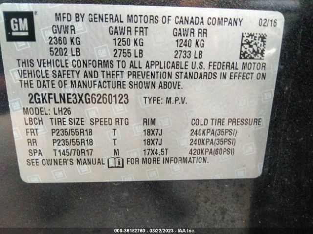 2GKFLNE3XG6260123 GMC Terrain Sle