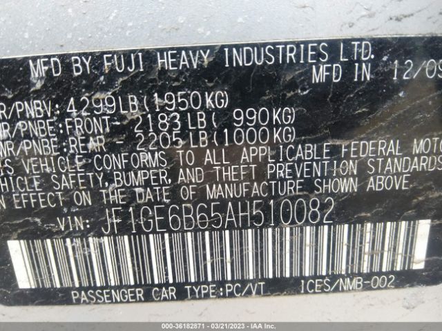 JF1GE6B65AH510082 Subaru Impreza Sedan I Premium Special Edition
